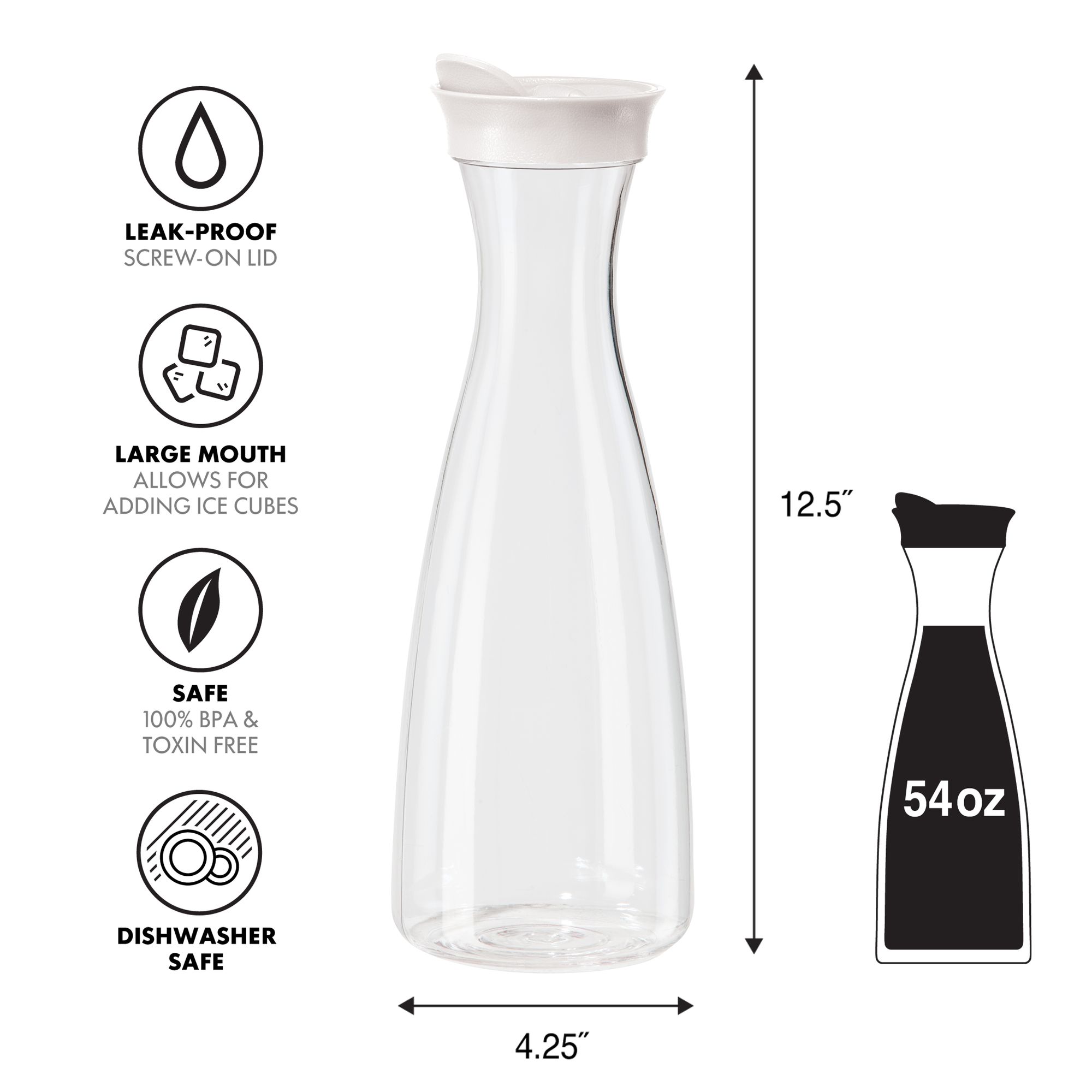 Oggi Juice Carafe with Flip Open Lid 1.6L White Lid